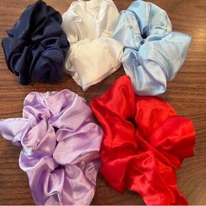 Target Satin Kids Scrunchie Set - Navy, White, Light Blue, Lavender, Red